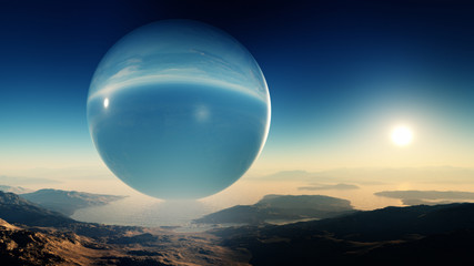 giant sphere on majestic desert landscape concept with unique and deep atmosphere