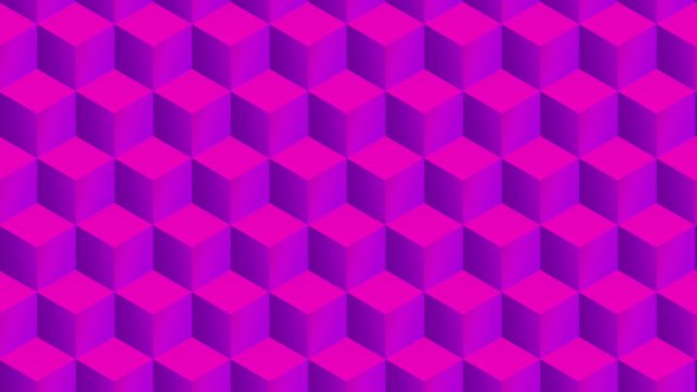 Isometric pink cubes pattern moving diagonally. Seamlessly loopable animation.