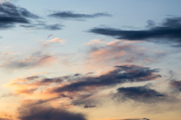 Obraz premium Clouds at sunset, amazing sky, nature background