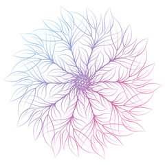 Mandala. Round floral ornament isolated on white background. Decorative design element. Outline vector illustration for coloring book, print on T-shirt and other items.