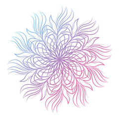 Mandala. Round floral ornament isolated on white background. Decorative design element. Outline vector illustration for greeting card, invitations, print on T-shirt and other items.