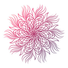 Mandala. Round floral ornament isolated on white background. Decorative design element. Outline vector illustration for greeting card, invitations, print on T-shirt and other items.