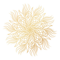 Mandala. Round floral ornament isolated on white background. Decorative design element. Outline vector illustration for coloring book, print on T-shirt and other items.