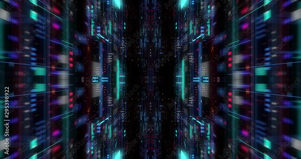 Poster flying futuristic central processing unit. electronic circuitry within a computer that carries out t