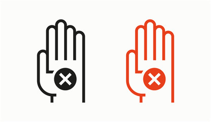 hand stop sign icon. vector set stop symbols.