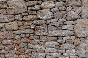 Stone wall texture background - grey stone siding with different sized stones 