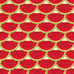 Watermelon seamless pattern in modern flat style for wrapping paper, wallpaper, textile and other items. Vector illustration. EPS10.