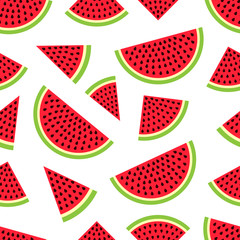 Watermelon seamless pattern in modern flat style for wrapping paper, wallpaper, textile and other items. Vector illustration. EPS10.