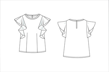 Women top,t-shirt, blouse with braided details in vector set