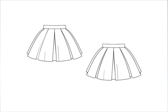 shion illustration. Women fashion skirt. Technical drawing vector