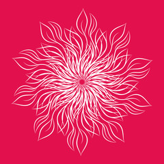 Mandala. Round floral ornament. Decorative design element. Outline vector illustration for coloring book, print on T-shirt and other items.