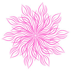 Mandala. Round floral ornament isolated on white background. Decorative design element. Outline vector illustration for invitation, greeting cards, print on T-shirt and other items.