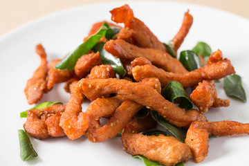 delicious fried pork close up