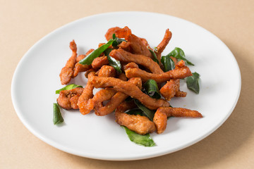 delicious fried pork close up