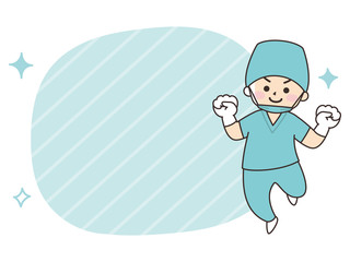 手術着の医師　吹き出し