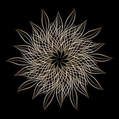 Mandala. Round floral ornamental design element. Outline vector illustration for invitation, greeting cards, print on T-shirt and other items.