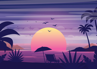 Fototapeta na wymiar web banners on the theme of beach sunset, sea, ocean, sunny, sunshine, paradise, coastline