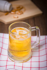 A mug of beer on dinner table
