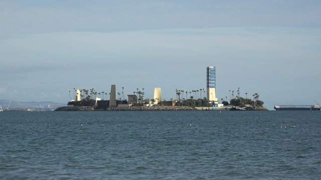 One of the THUMS or Astronaut Islands used for oil drilling off the coast of Long Beach California