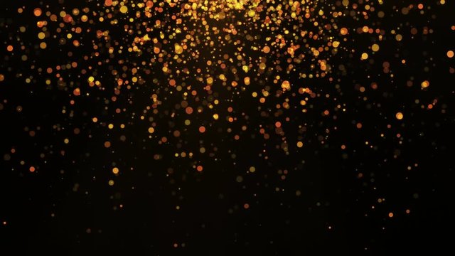 Abstract gold bokeh background. Motion round glitter particles. Christmas footage.