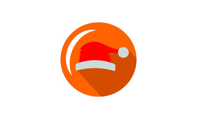 creative simple santa claus hat with glowing ball vector logo template icon for christmas 
