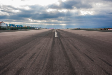 Fototapeta na wymiar Gibraltar airport runway, also used as public road