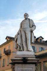 Fototapeta na wymiar Novara city, Piedmont, Italy. HISTORIC PALACES IN NOVARA CITY IN ITALY IN EUROOPE. Camillo Benso, count of Cavour