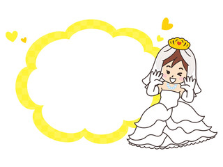 ウエディングドレスを着た女性　吹き出し