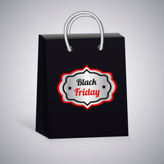Shopping bag. Symbol of seasonal sale Black Friday. Vector illustration.