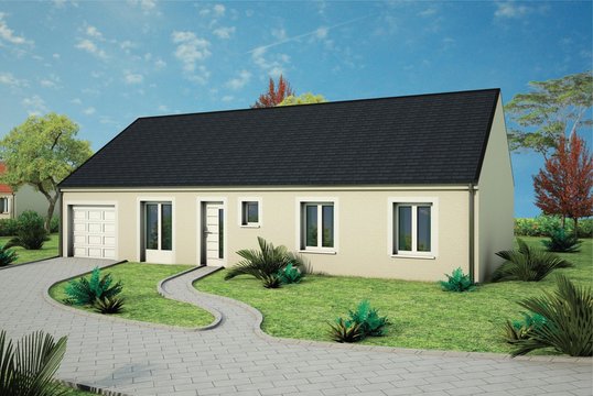 maison de plain pied droit avec garage couverture ardoises moderne contemporain