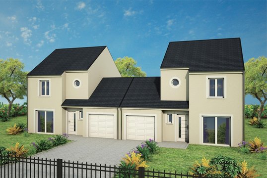 maison a &eacute;tage R+1 jumelle accol&eacute;e avec garage oeil de boeuf