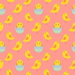 Obraz premium Easter seamless pattern with chickens for wrapping paper, wallpaper, web page background and more.