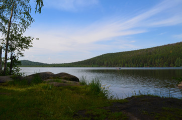 beautiful lake and the reflection of the clouds
