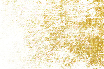 Grunge golden of cracks, scuffs, chips, stains, ink spots, lines on white background