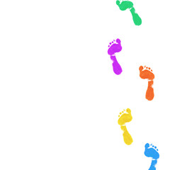 Colored footprints on a white background.Colored footprints on a white background.Watercolor design