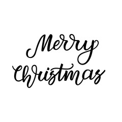 Merry Christmas. Handwritten lettering isolated on white background. Vector illustration for greeting cards, posters and much more.