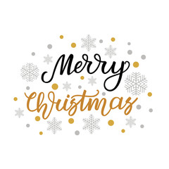 Merry Christmas. Handwritten lettering isolated on white background. Vector illustration for Christmas greeting cards, posters, web banners and much more.
