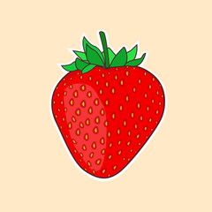 strawberry isolated vector, strawberry cartoon sticker