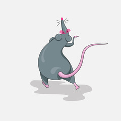 A rat in glasses is dancing gracefully.