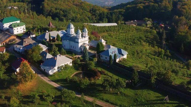 Slanic Monastery, Arges, Romania, 4k drone images.