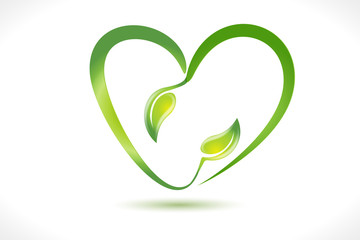Logo leafs health nature heart shape icon vector image