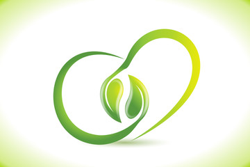 Logo leafs health nature heart shape icon vector image