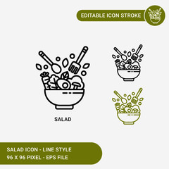 Salad icons set vector illustration with icon line style. Editable stroke icon on isolated white background for web design, user interface,  and mobile application 