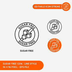 Sugar free  icons set vector illustration with icon line style. Editable stroke icon on isolated white background for web design, user interface,  and mobile application 