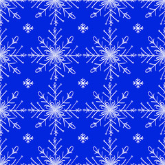 Christmas seamless blue and white pattern with snowflakes