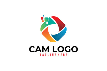 shutter cam log icon vector isolated