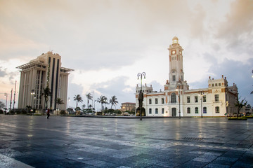 View of the Great Plaza del Malecon in the port of Veracruz Mexico