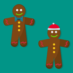 Gingerbread man cookies or biscuit for christmas concept vector illustration