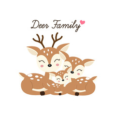 Cartoon Deer family. Mother Father and baby.
