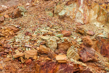 Ancient copper deposit. Stones with a high copper content.